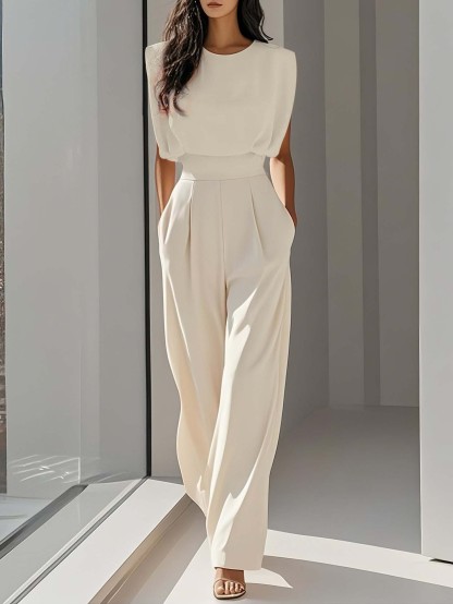 Elegant Sleeveless High Waist Wide Leg Jumpsuit