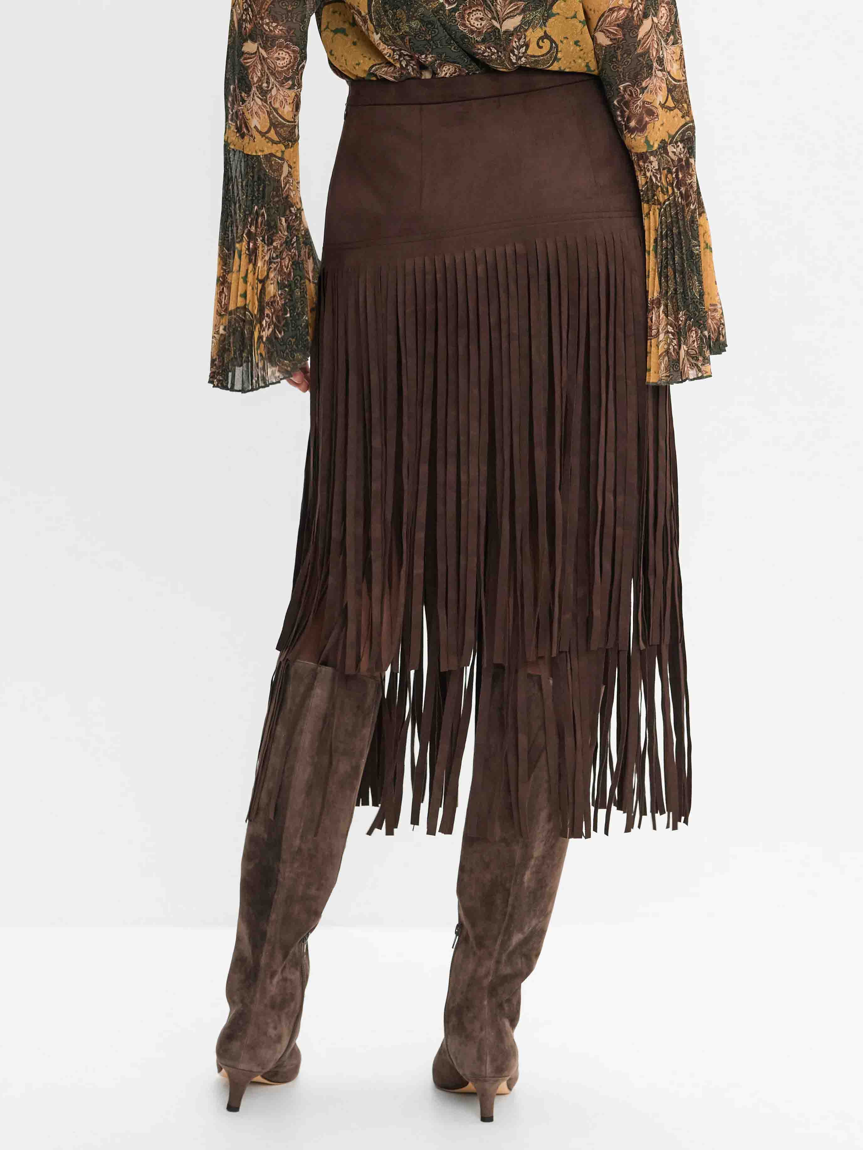 Retro High-waisted Fringed Skirt