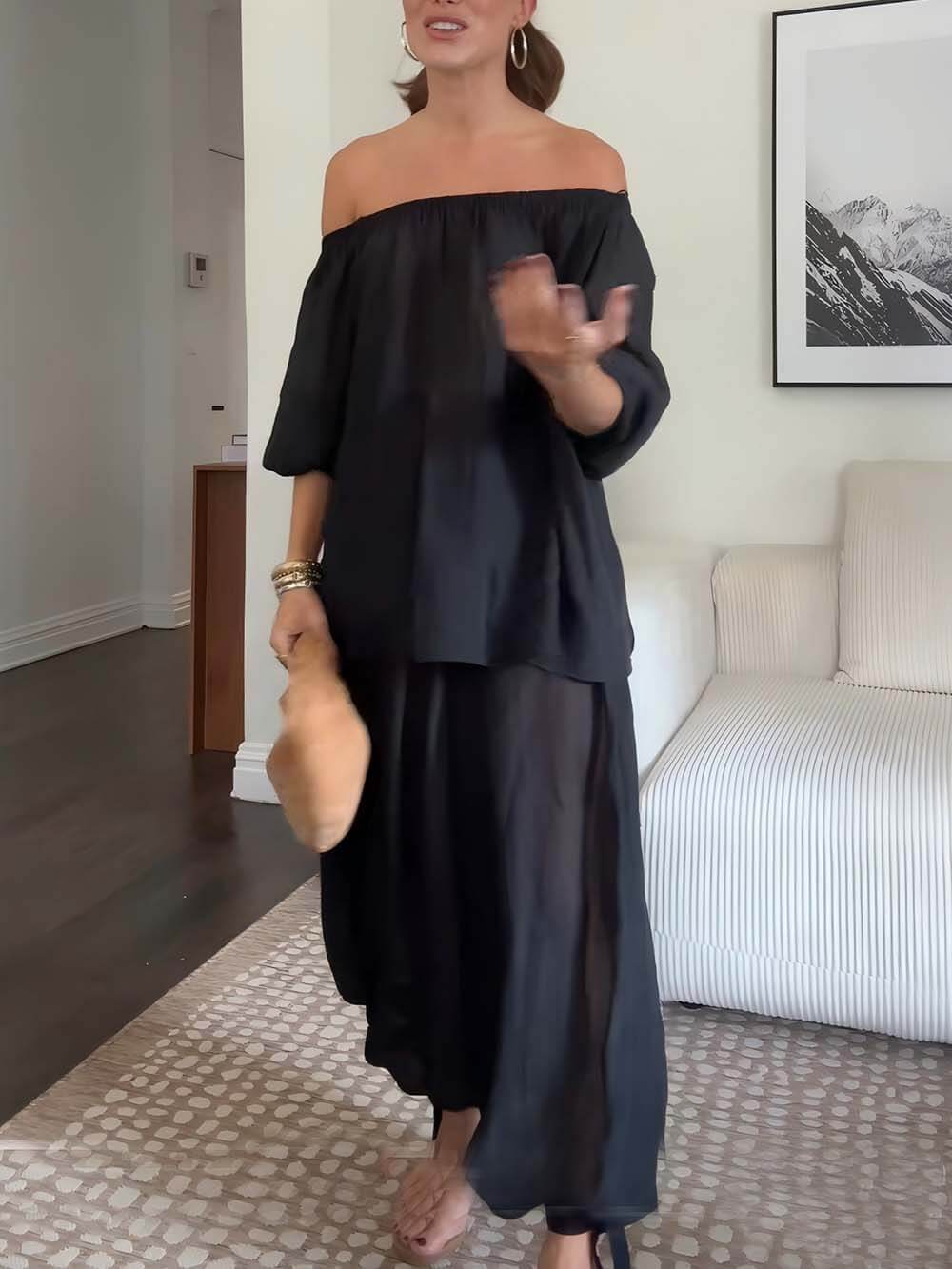 Casual Chiffon Elastic Waist Knotted Bloomer