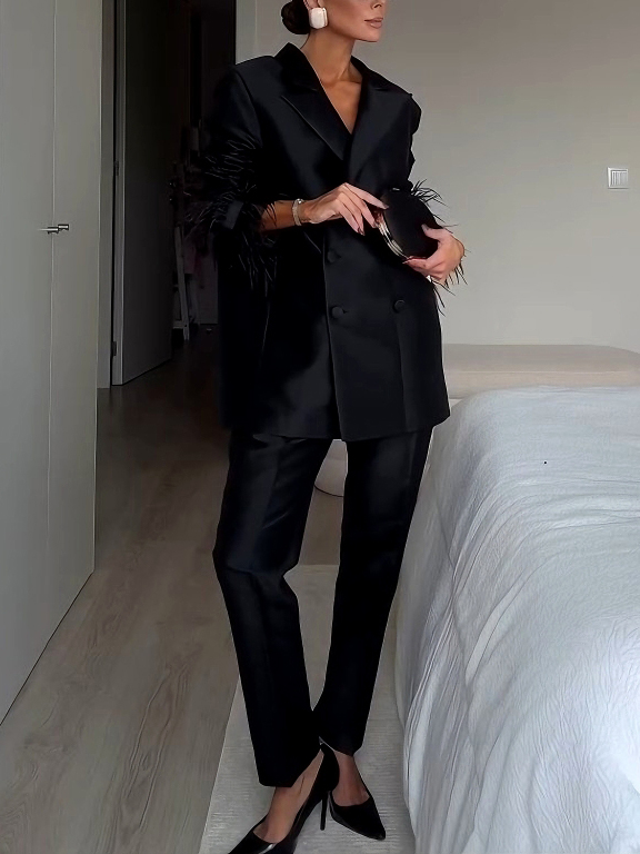 Elegant Tailored Satin Straight-Leg Pants