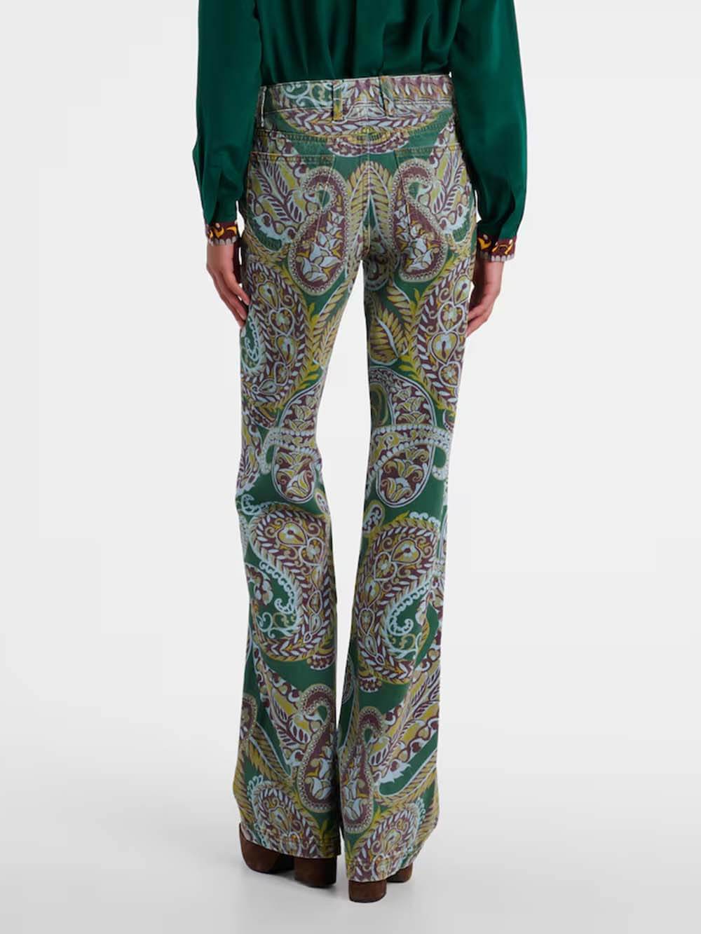Exquisite Ethnic Print High-Waist Slim Straight Pants