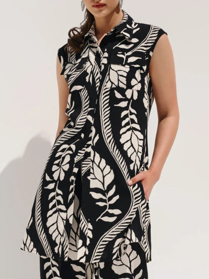 Unique Sleeveless Floral Print Tank Shirt
