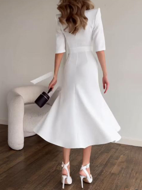 Elegant Single-Breasted Shirt Midi Dress
