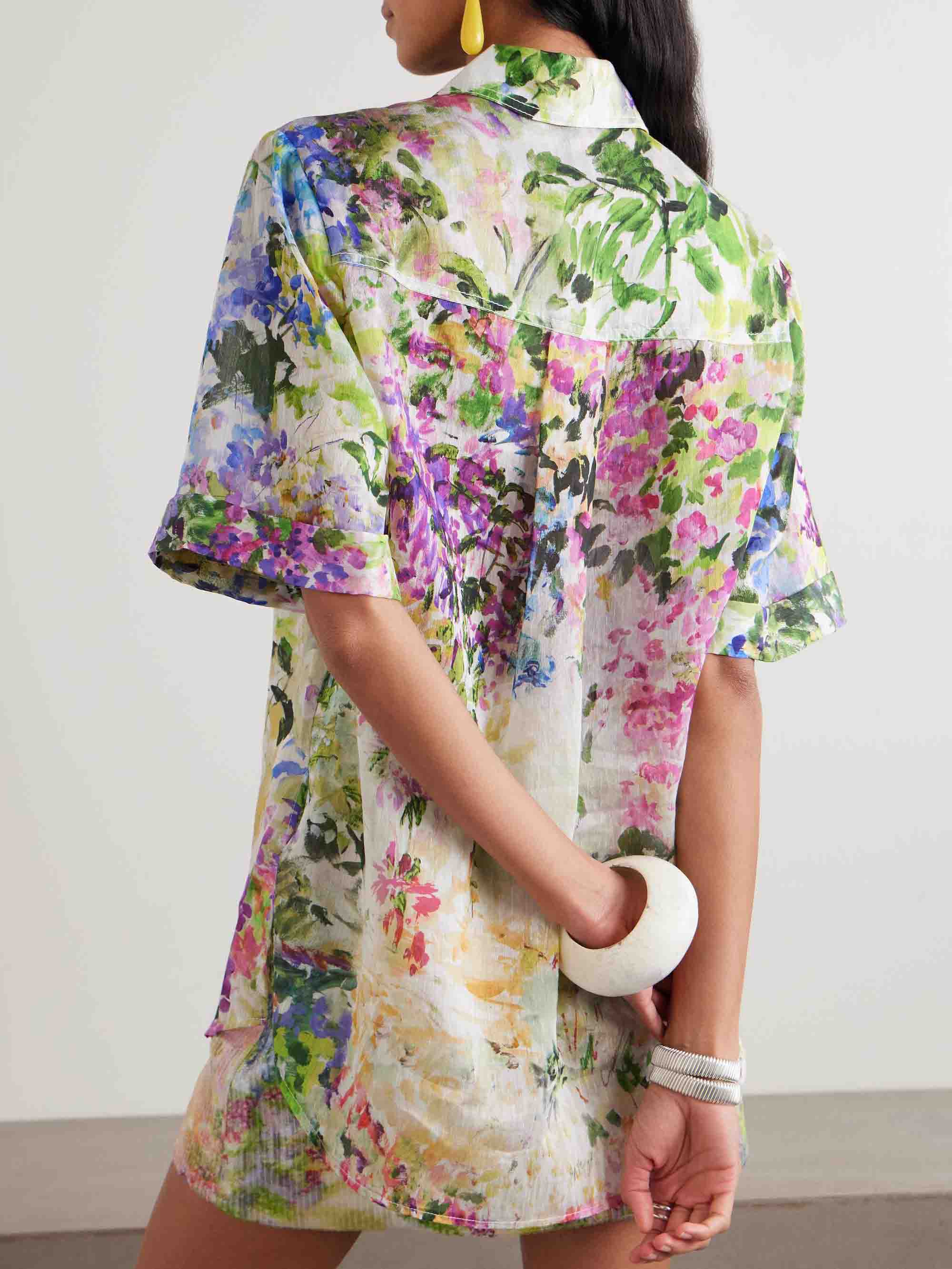 Elegant Floral Print Sequin Top & Skirt Two-Piece Set