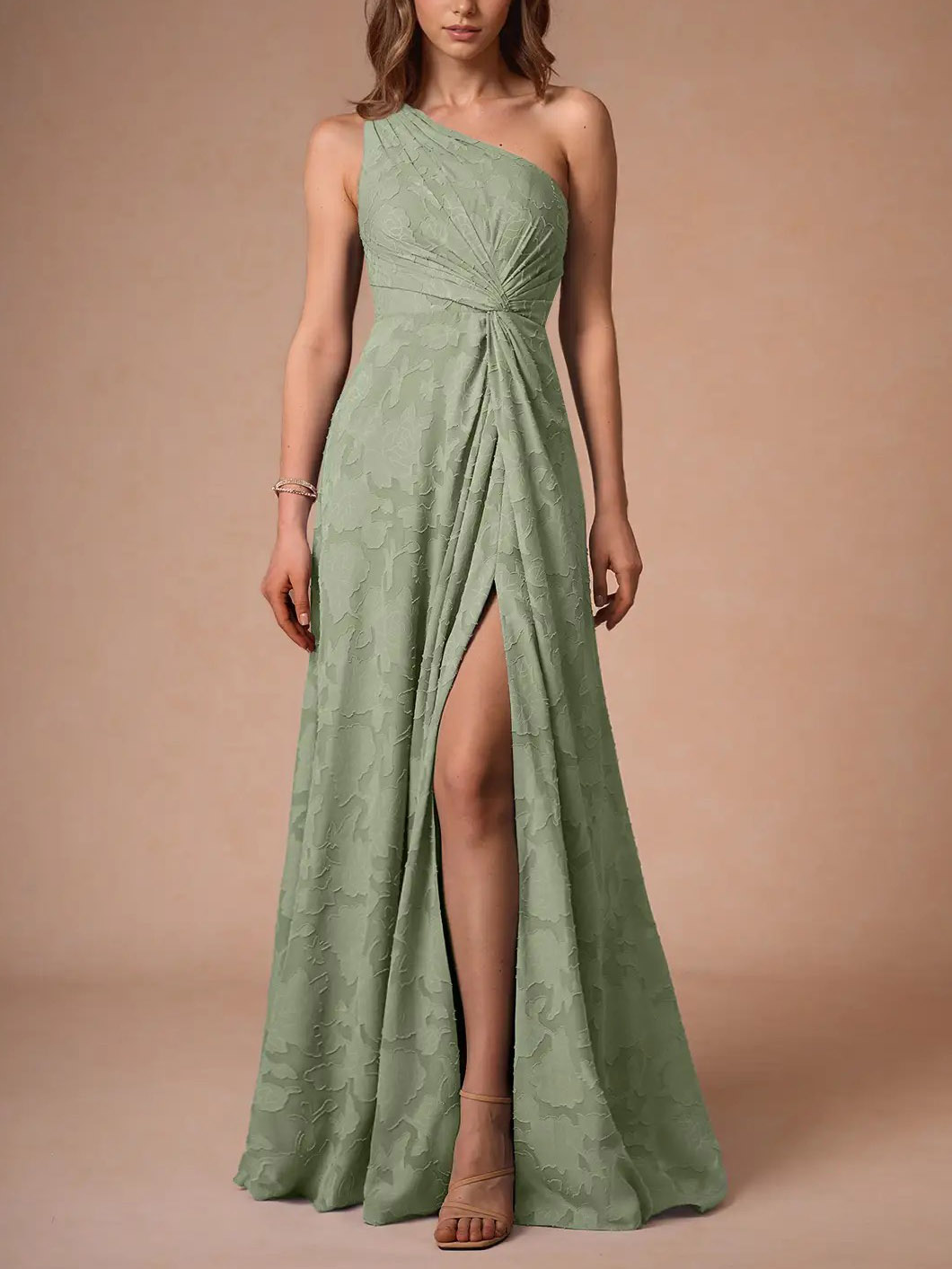 Elegant One-shoulder Slit Maxi Dress