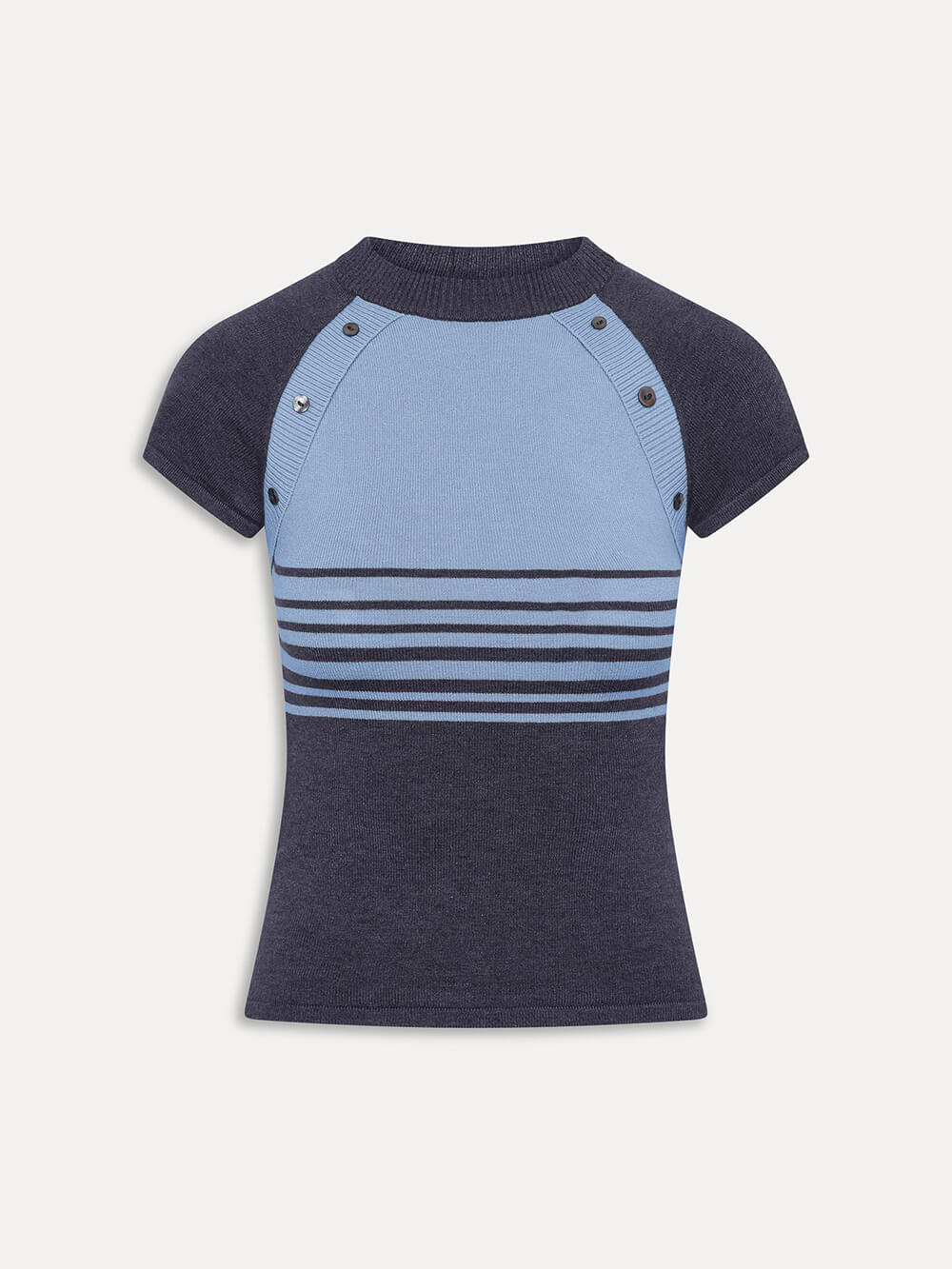 Retro Striped Button-Detail Knit Shirt