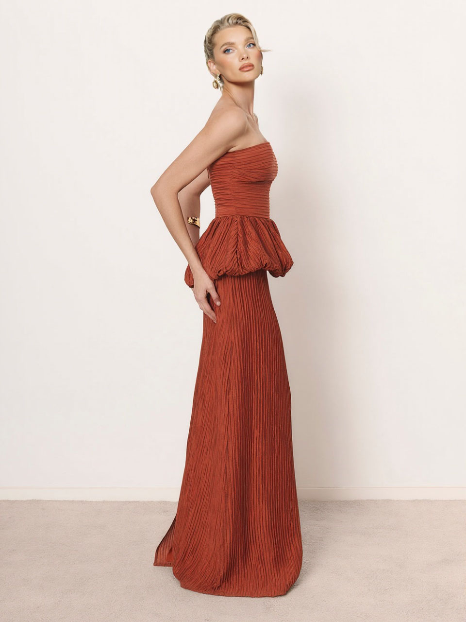 Elegant Strapless Ruched Skirt Two-Piece Set