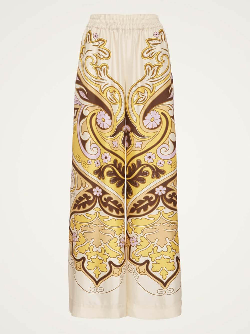 Unique Print Elastic Waist Loose-Fit Pocket Wide-Leg Pants