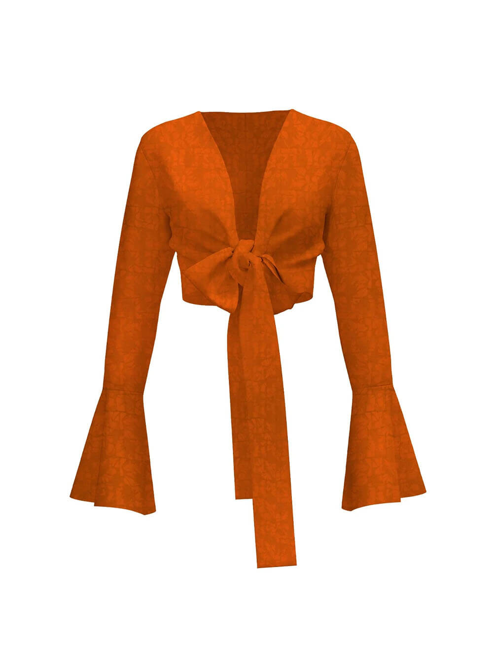 Casual Bell-Sleeve Wrap-Up Tie-Down Top