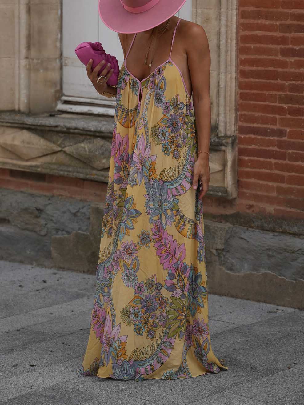 Exquisite Bohemian Print Chiffon Flowy Maxi Dress
