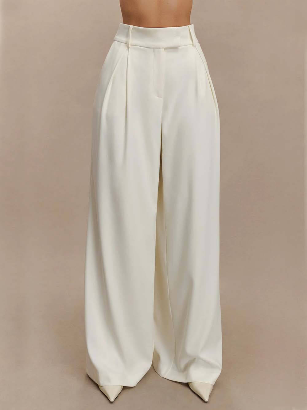 Exquisite Pleated Pocket Wide-Leg Pants
