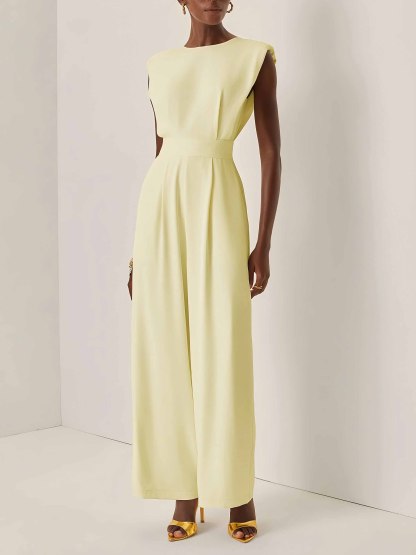 Elegant Sleeveless High Waist Wide Leg Jumpsuit