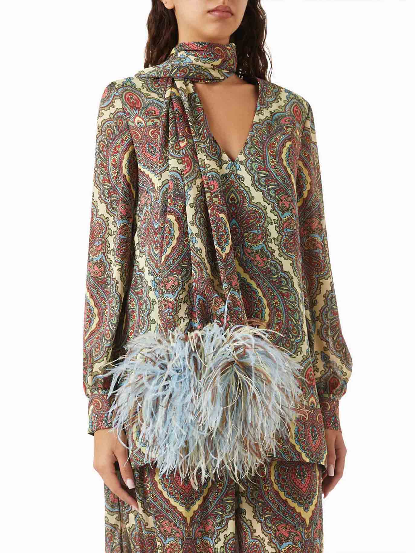 Retro Paisley Print Ruffled Hem Pants