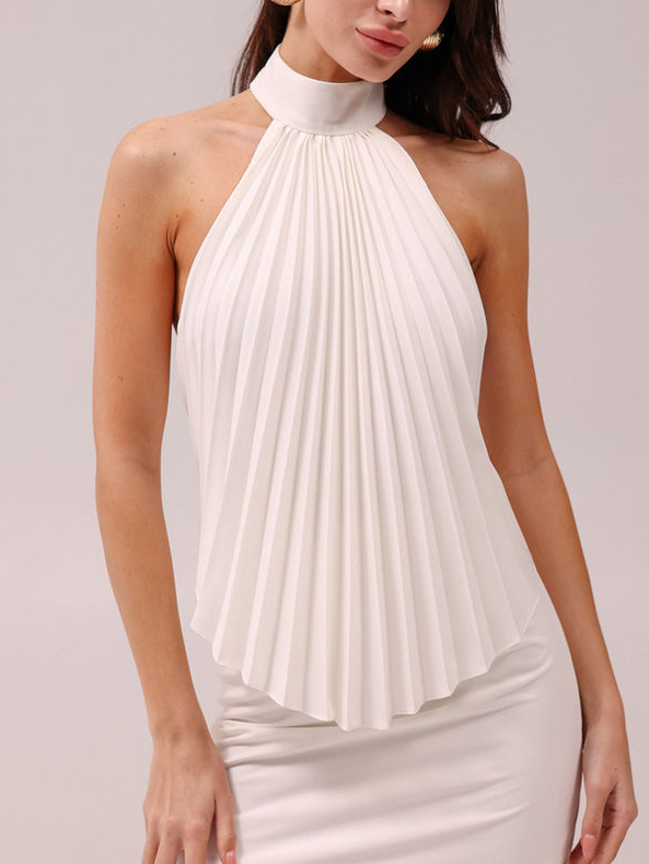 Elegant Backless Pleated Tank Top