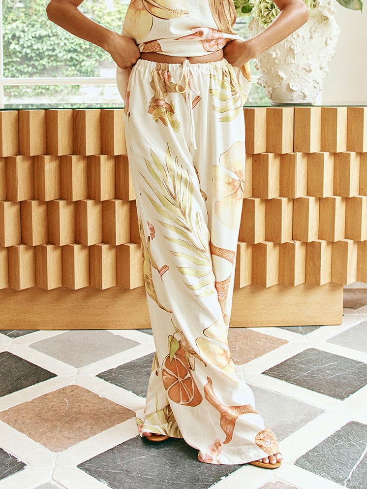 Exquisite Island Vacation Floral Print Wide-leg Pants