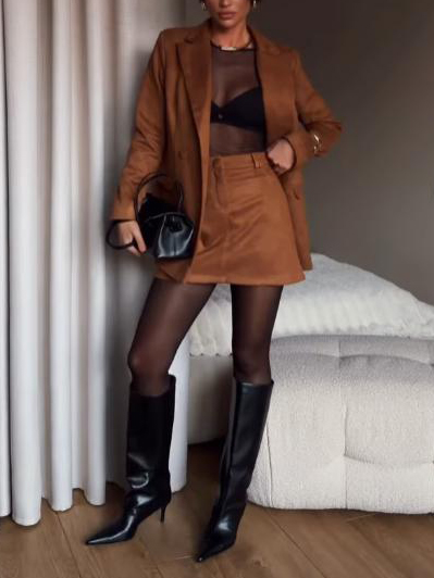 Casual Suede Lapel Blazer