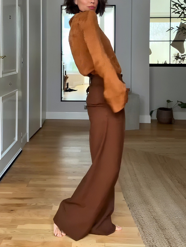 Elegant High-Waisted Wide-Leg Tailored Pants