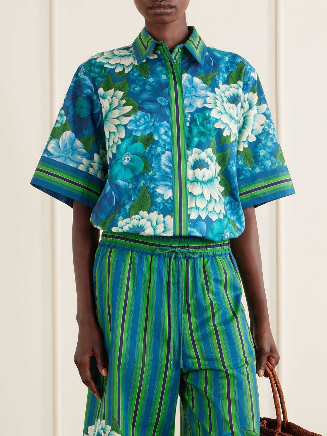 Casual Floral Print Button-Up Shirt