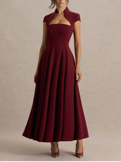 Elegant Asymmetrical Neckline Maxi Dress