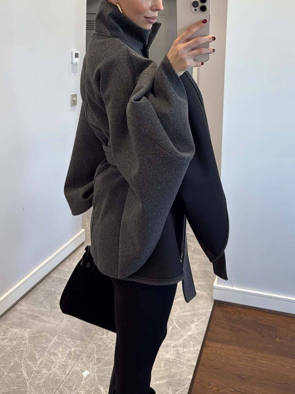 Elegant Classic Belted Cape Coat