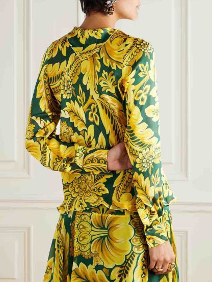 Exquisite Acanthus Leaf Floral Print Shirt