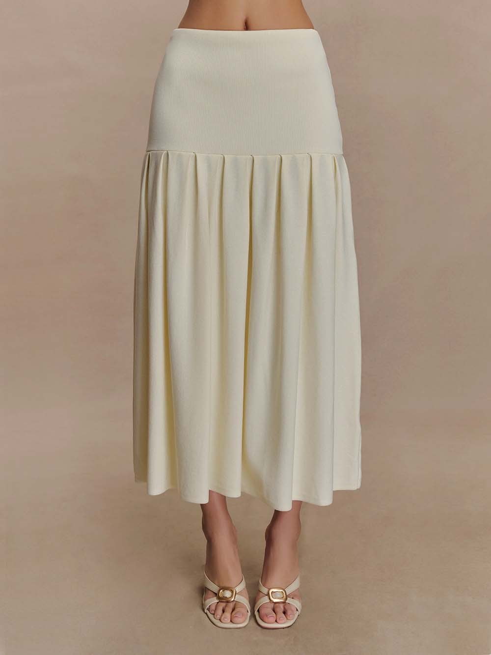 Exquisite Pleated Bandage Knit Midi Skirt