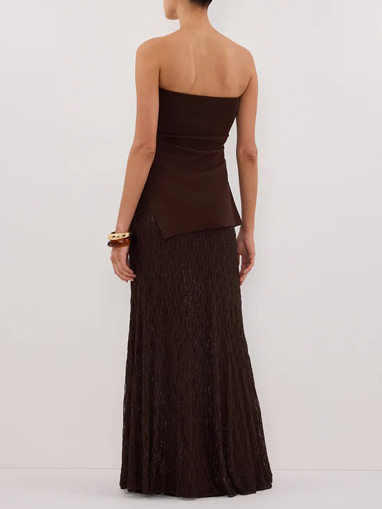 Minimalist Off-the-shoulder Asymmetric Top Two-piece Set