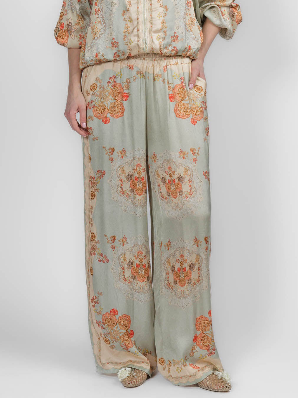 Retro Paisley Print Satin Shirt