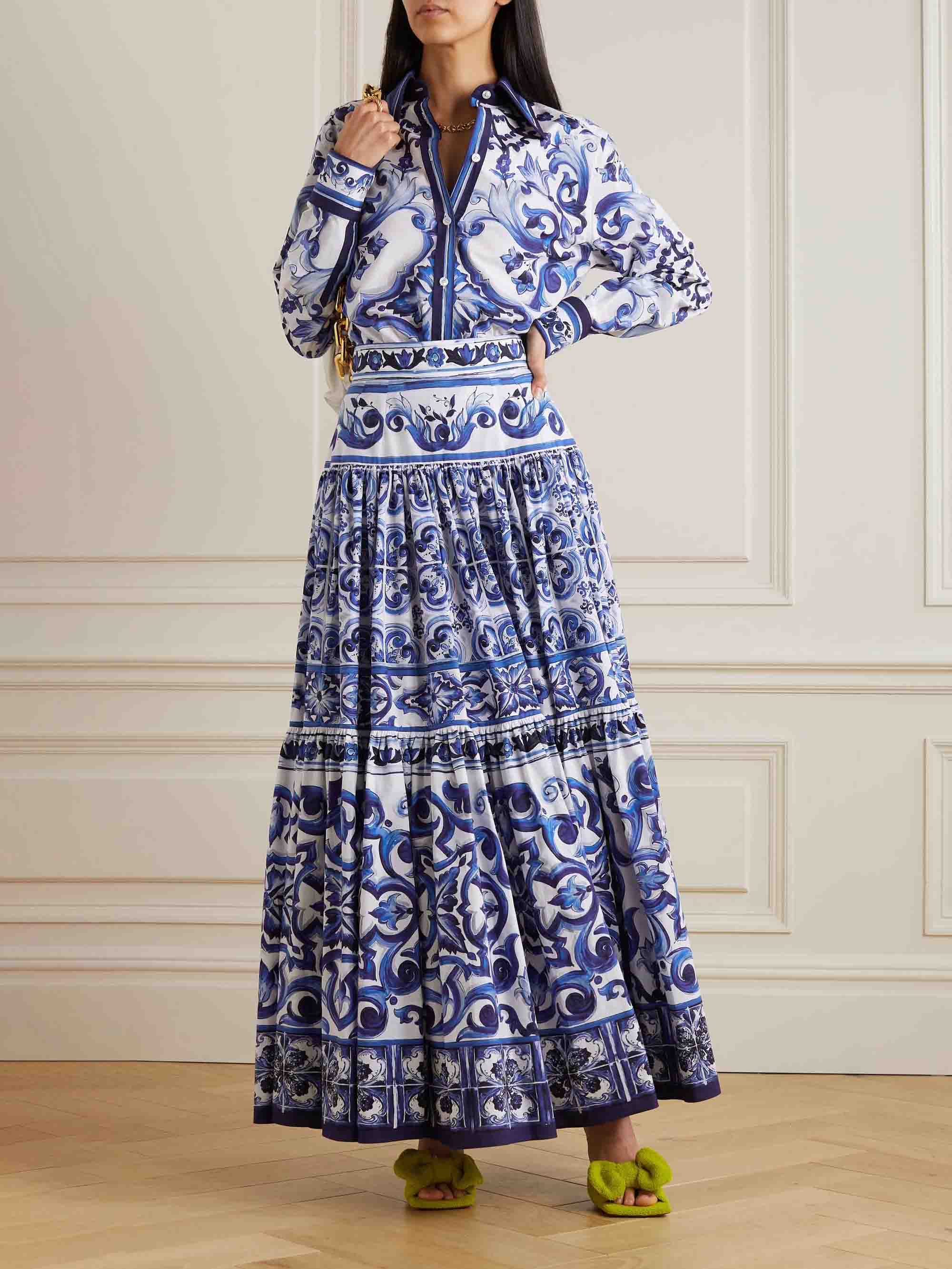 Exquisite Vintage Pottery Print Skirt