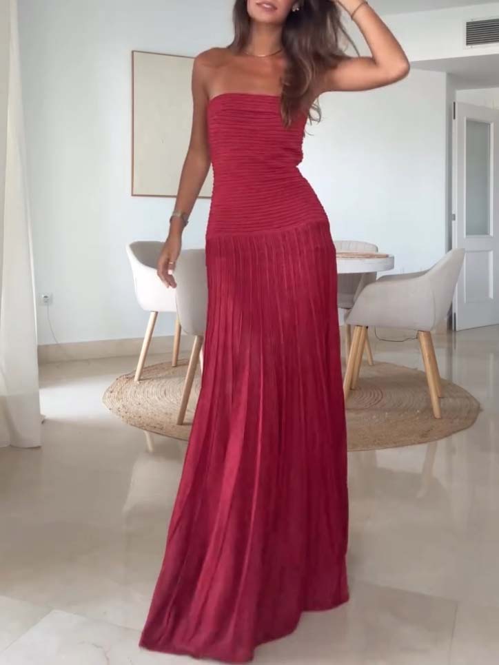 Slim-Fit Tube Top Knit Maxi Dress