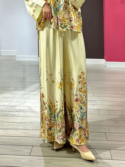 Elegant Floral Print Satin Button Shirt