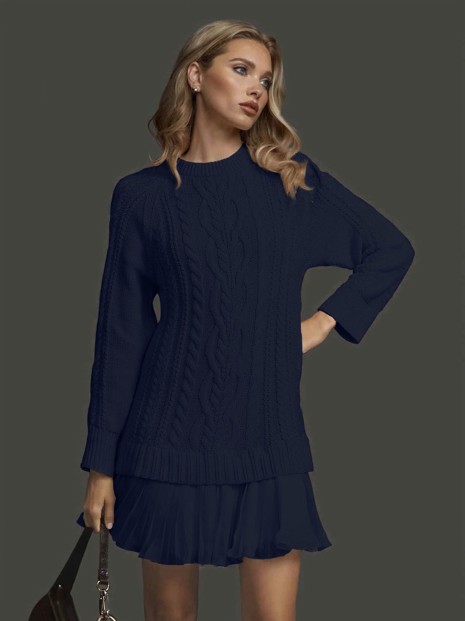 Casual Twist Sweater Mini Dress