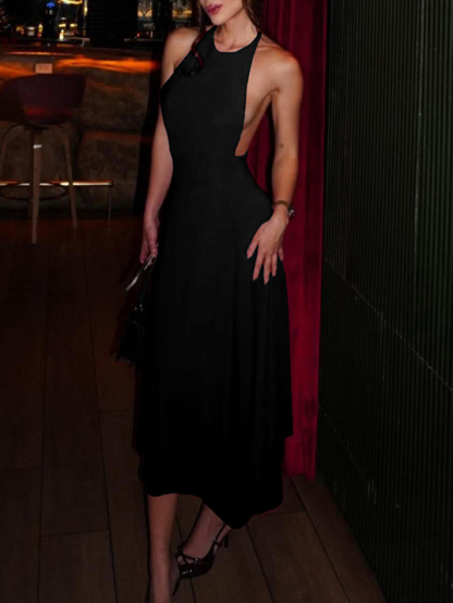 Halter Neck Strappy Sexy Backless Dress
