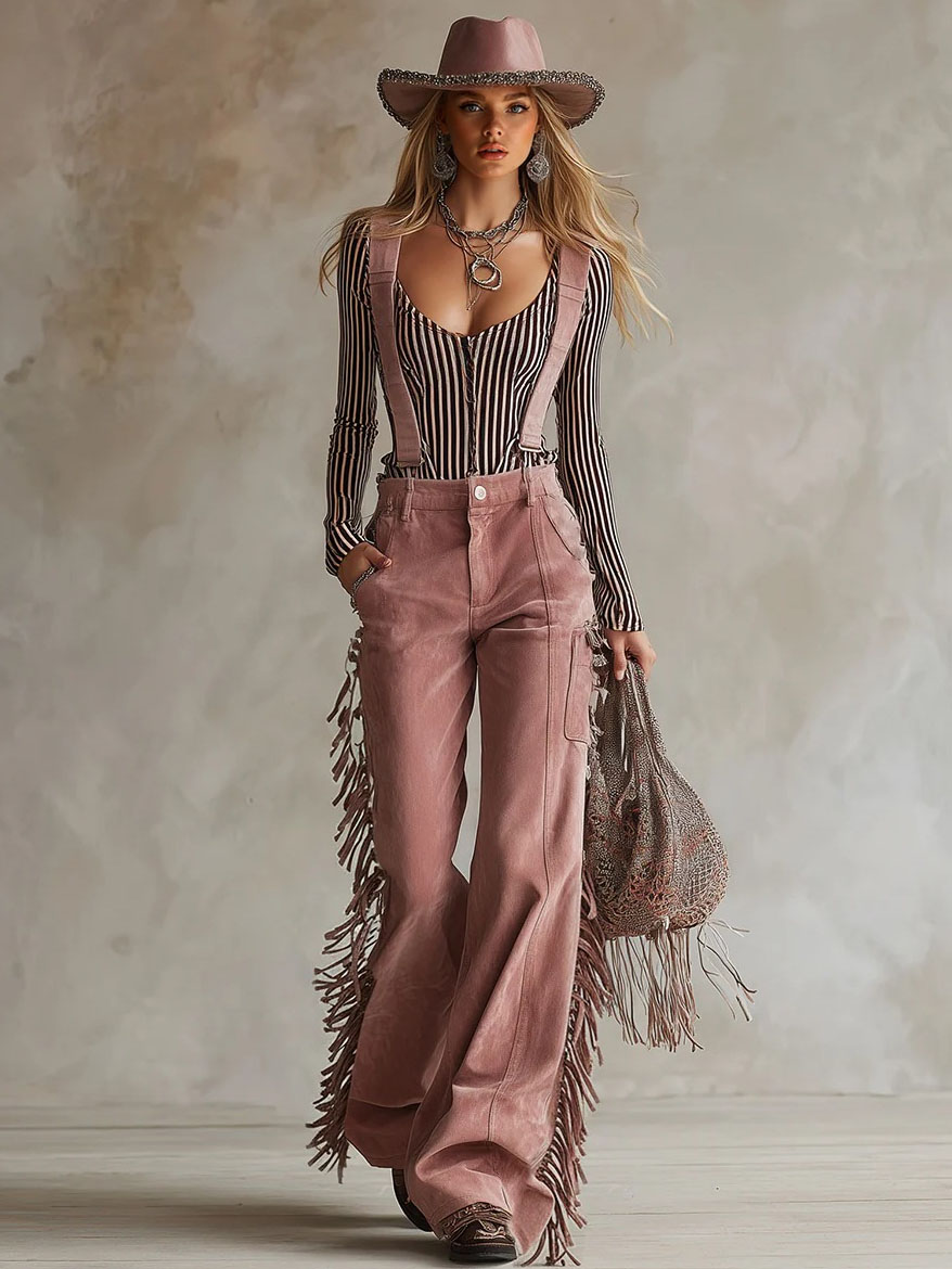 Casual Tassel Overalls Two-piece Set