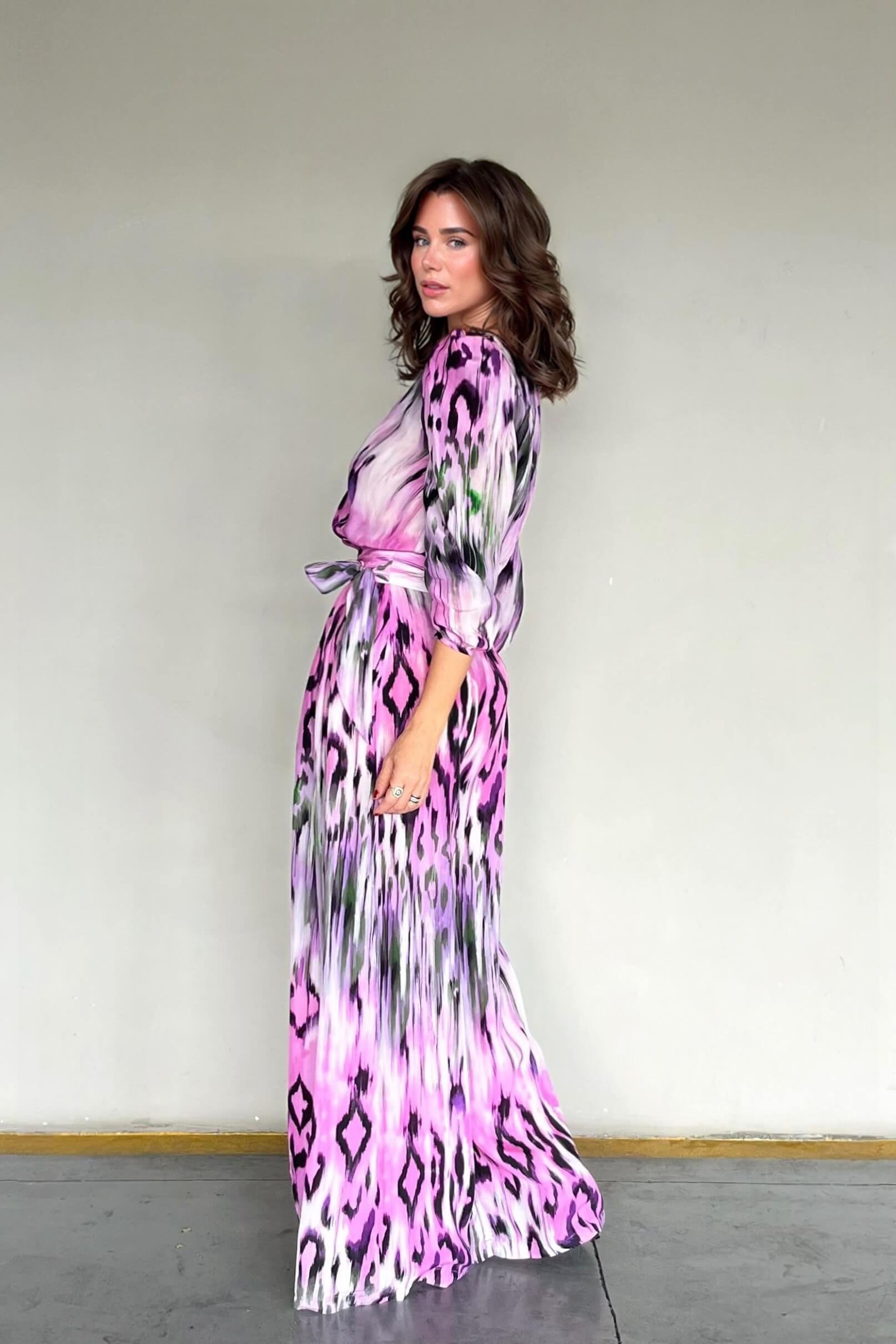 Exquisite Floral Print Pleated Tie-Waist Wide-Leg Jumpsuit