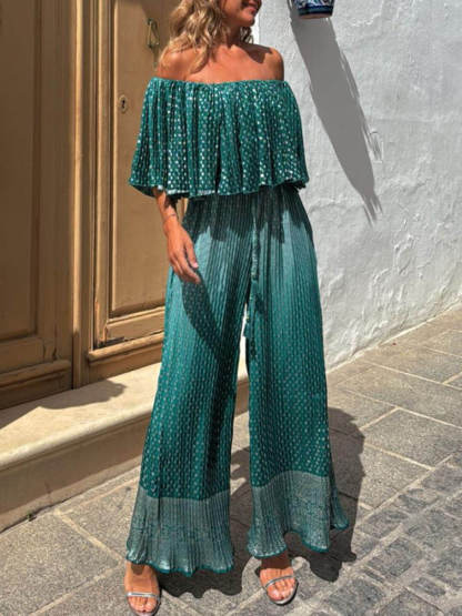 Modern Feel Unique Contrast Print Elastic Neckline Honeycomb Oversized One-Shoulder Top