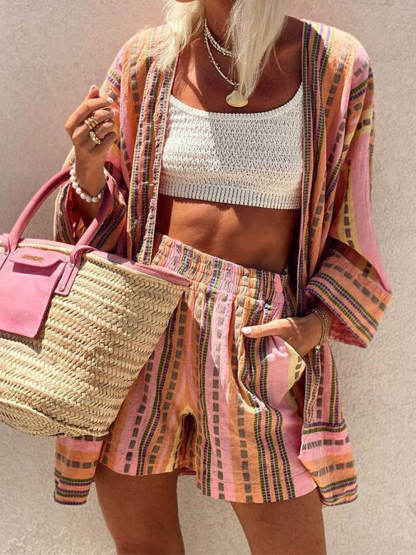 Abstract Pattern Fashion Print Loose Top And Shorts Two-Piece Set