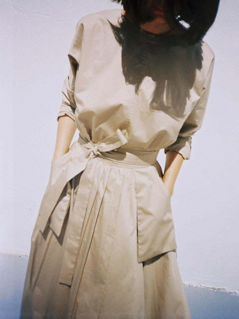 Casual Unique Back Belt Loops Side Seam Slits Pleated Skirt
