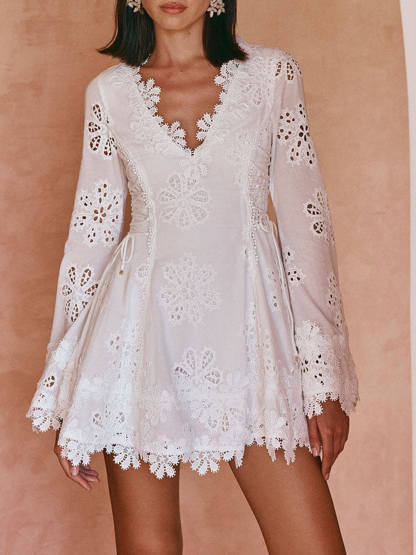 Elegant Lace-Trimmed Mini Dress