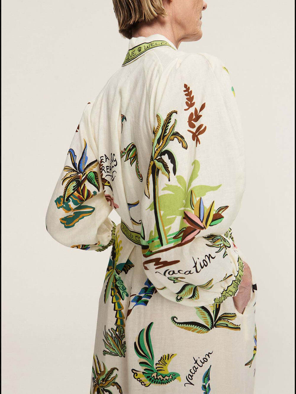 Unique Coconut Tree Print Day Dream Linen Shirtdress
