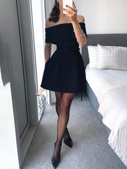 Exquisite Long-Sleeved Inner Beaded Jumpsuit
