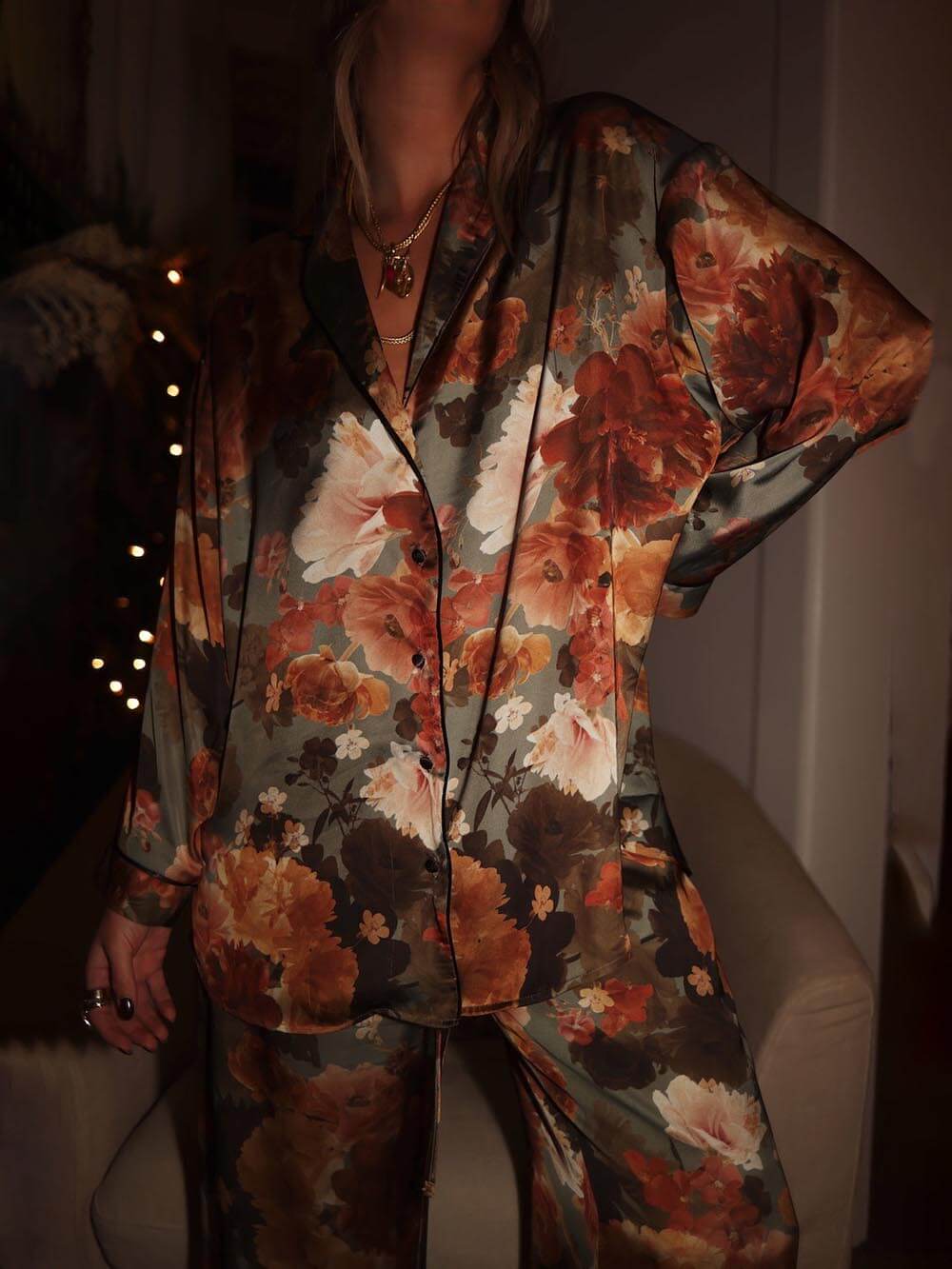 Modern Unique Print Button Down Oversized Blouse