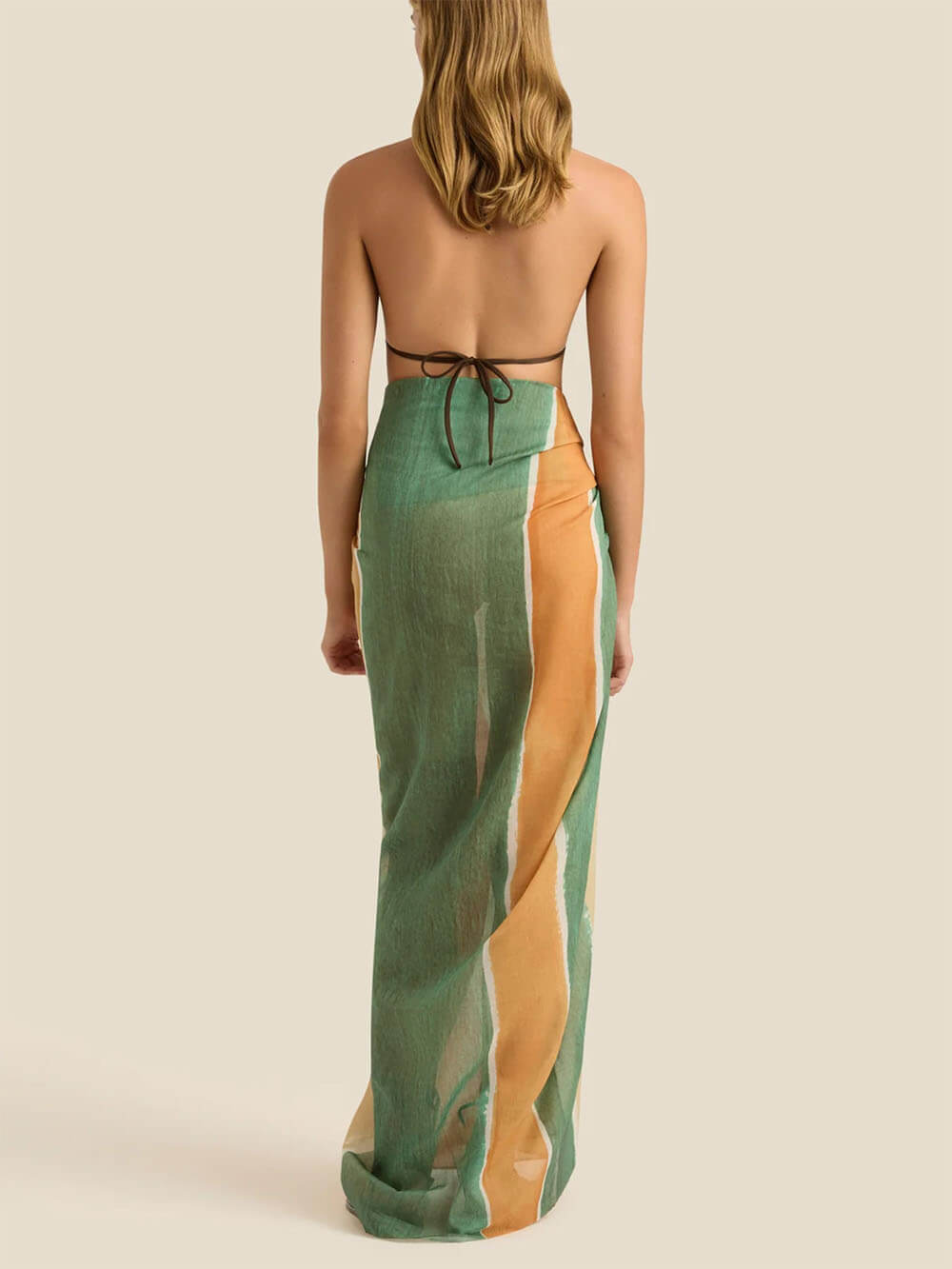 Classic Unique Linen Wide Stripe Print Square Versatile Skirt