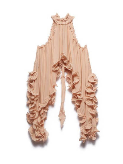 Delicate Romantic Drama Chiffon Wavy Ruffles Halter Irregular A-line Top