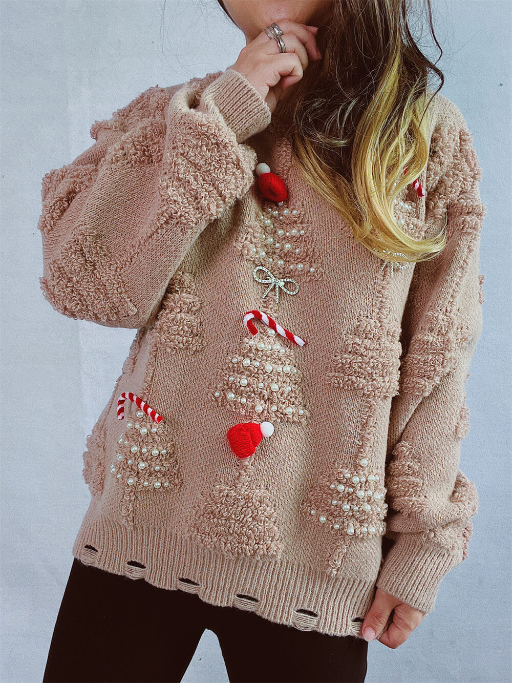 Christmas Tree Decoration Flocked Sweater
