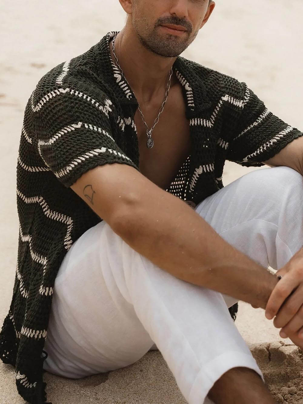 Couple Sexy Striped Backless Button-Up Shirt Top Bikini Cover-Up