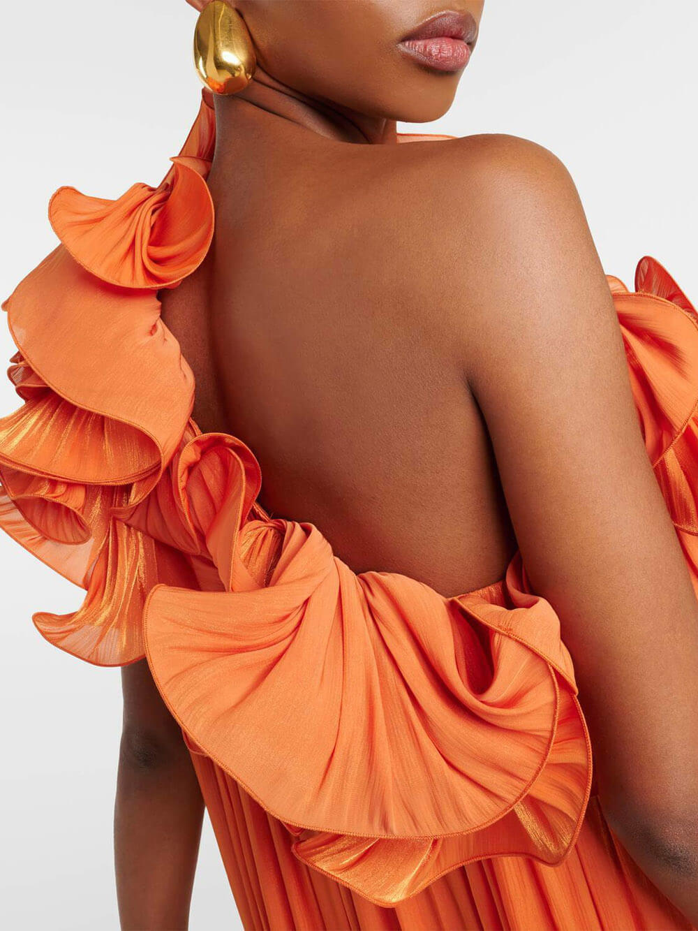 Romantic Moment Unique One Shoulder Applique Ruffle Pleated Dress