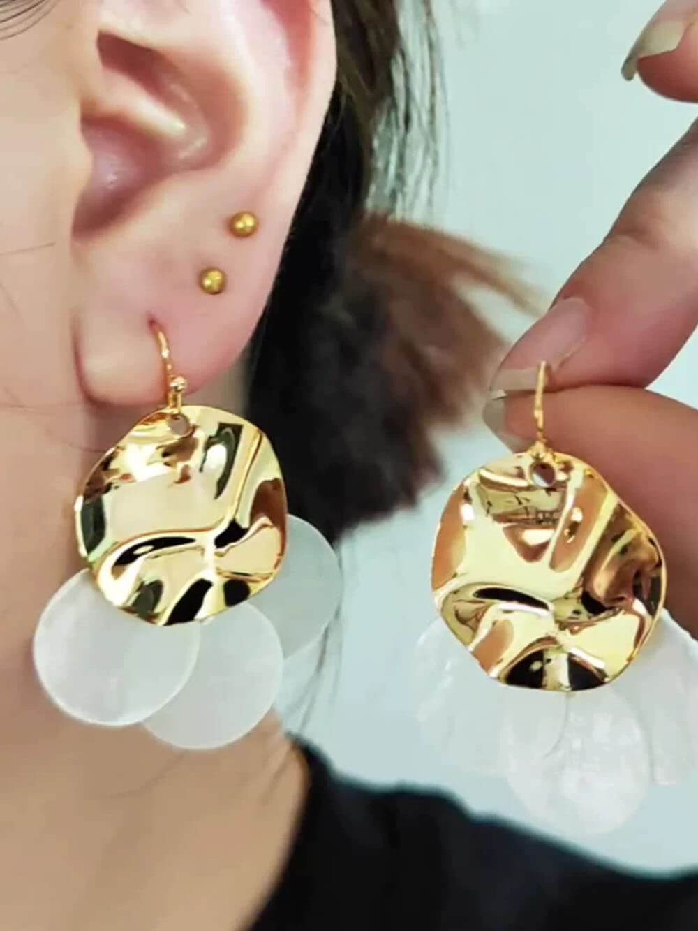 Fashionable And Cute Little Goldfish Transparent Shell Fishtail Earrings