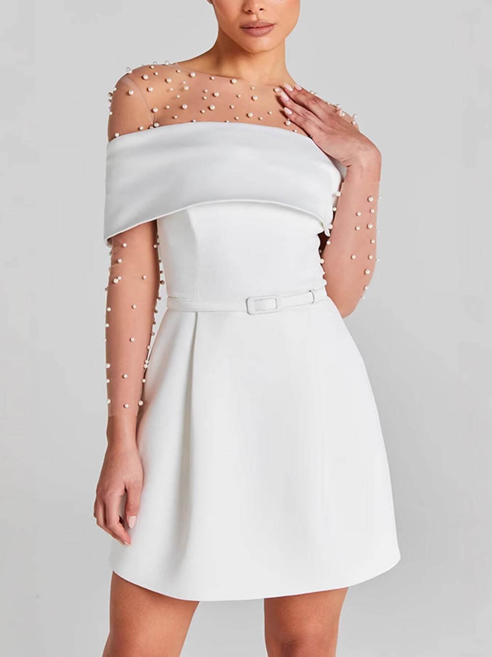 Exquisite Long-Sleeved Inner Beaded Jumpsuit