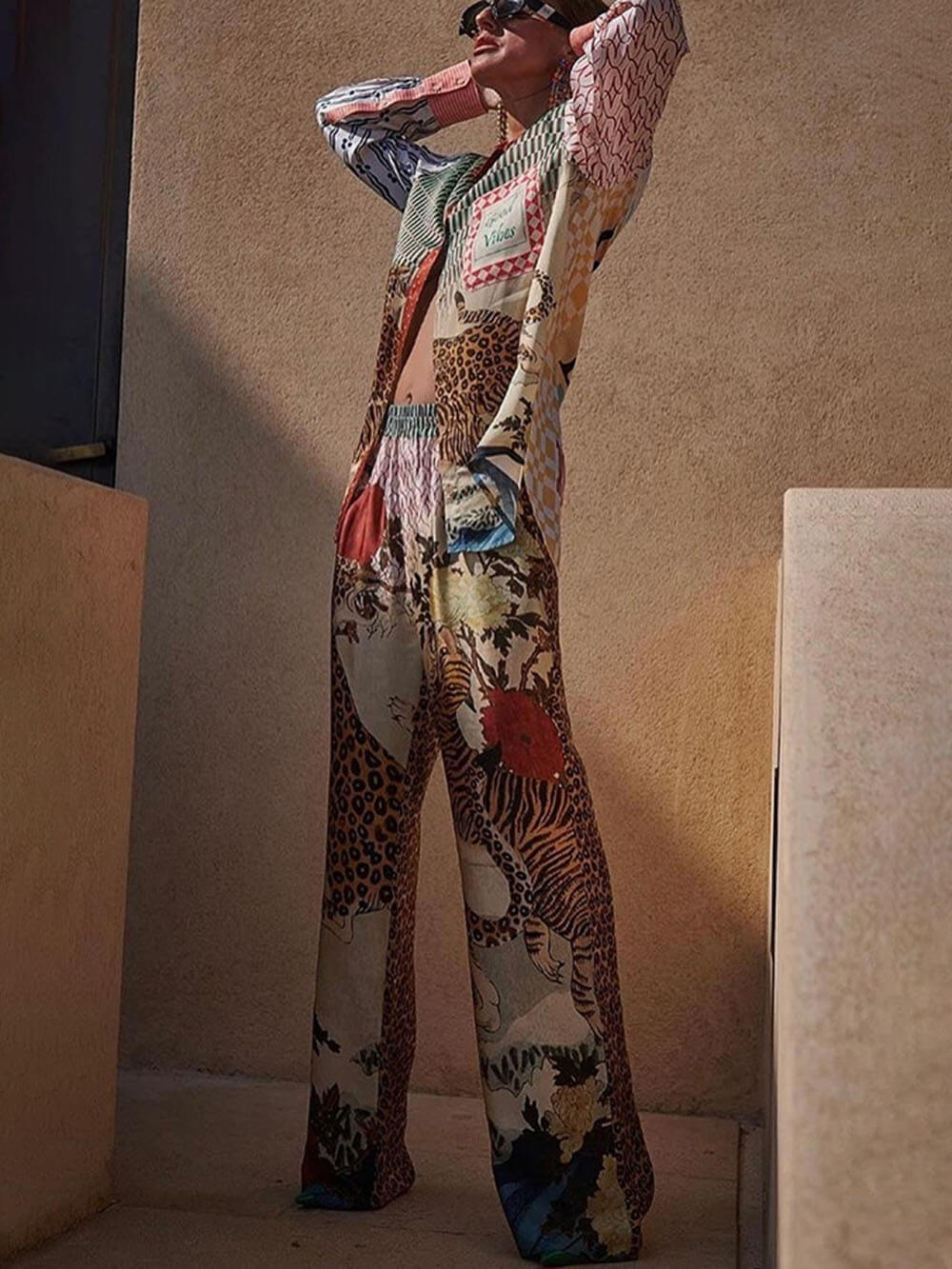 Unique Tropical Jungle Tiger Print Elastic Waist Pants